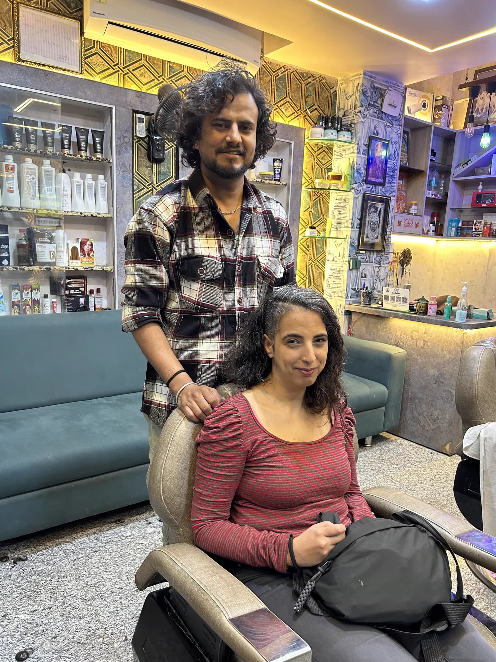 A smiling client after her salon appointment
